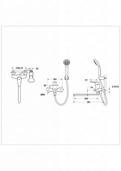 Смеситель для ванны с душем Bravat Line F65299C-LB-RUS